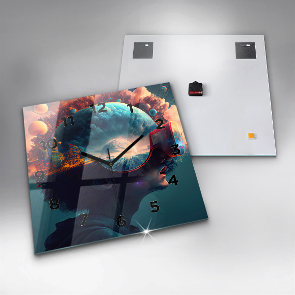 Čtvercové nástěnné hodiny Futuristický svět