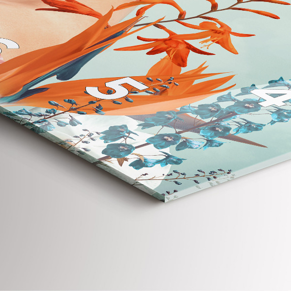 Čtvercové nástěnné hodiny Žena s květinami