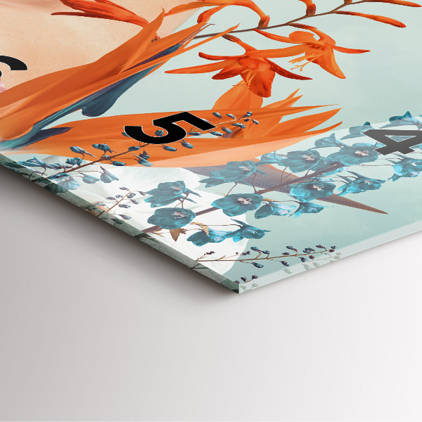 Čtvercové nástěnné hodiny Žena s květinami