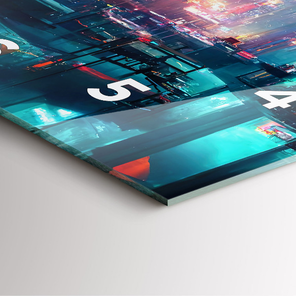 Čtvercové nástěnné hodiny Město v kyberpunkovém stylu