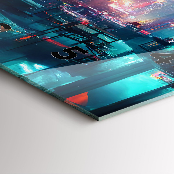 Čtvercové nástěnné hodiny Město v kyberpunkovém stylu