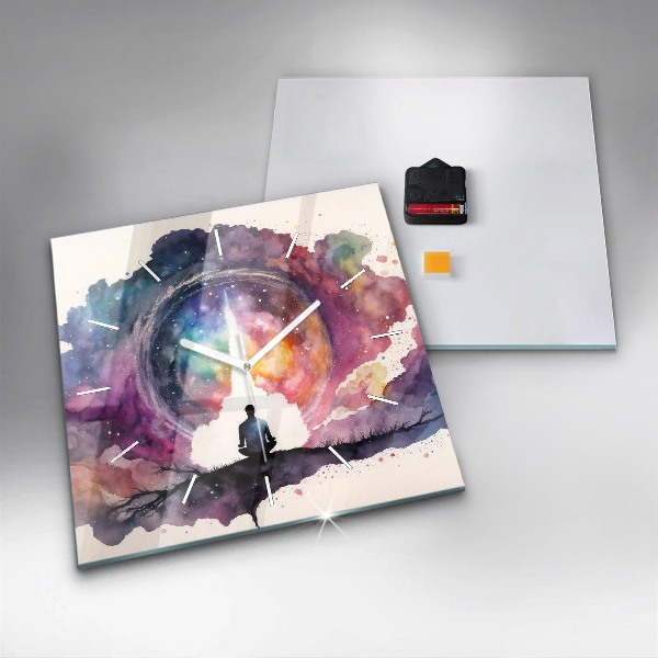 Čtvercové nástěnné hodiny Životní styl meditace