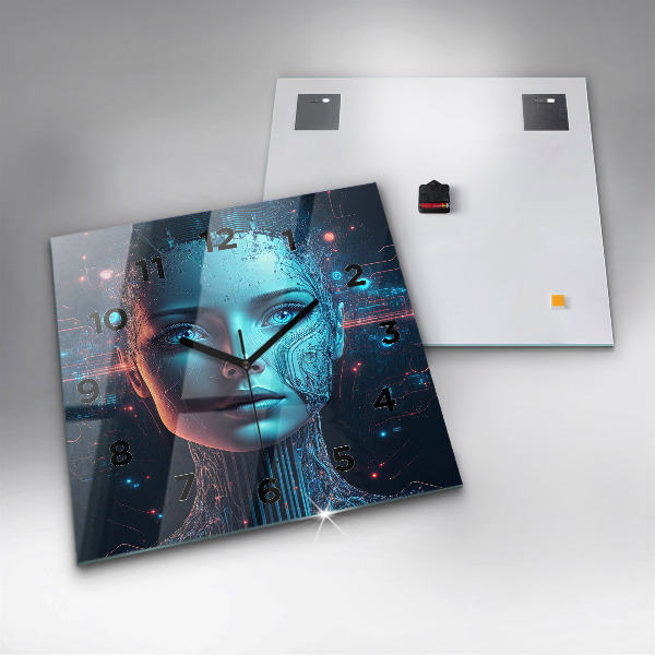 Čtvercové nástěnné hodiny Umělá inteligence