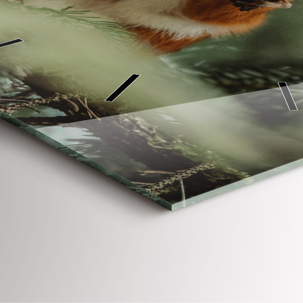 Čtvercové nástěnné hodiny Veverka a divoká zvěř