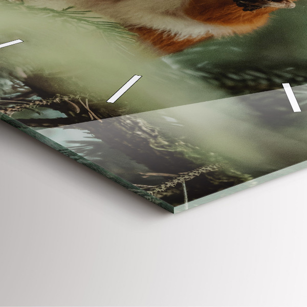 Čtvercové nástěnné hodiny Veverka a divoká zvěř