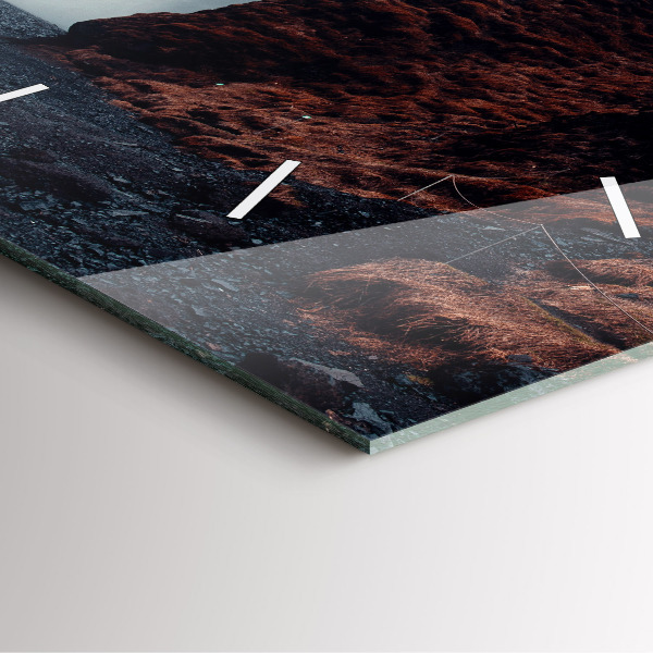 Čtvercové nástěnné hodiny Krajina vodopádů Island