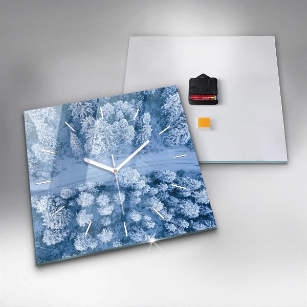 Čtvercové nástěnné hodiny Les z dronu