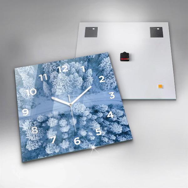 Čtvercové nástěnné hodiny Les z dronu