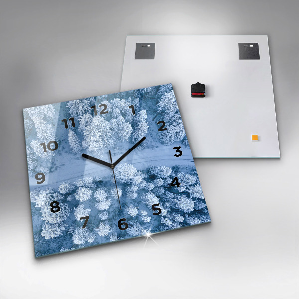 Čtvercové nástěnné hodiny Les z dronu