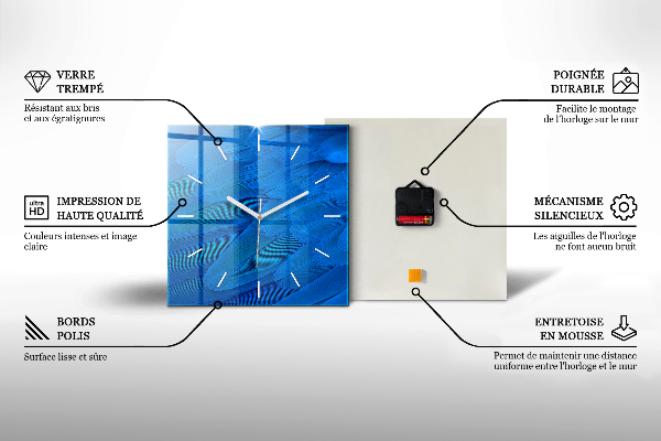 Čtvercové nástěnné hodiny Půlměsíc a stromy