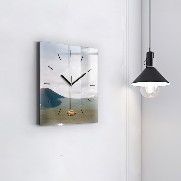 Čtvercové nástěnné hodiny Vozidlo na Kamčatce