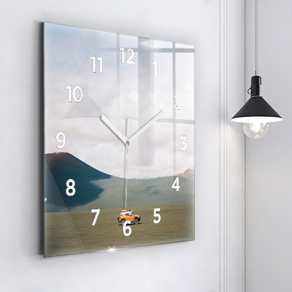 Čtvercové nástěnné hodiny Vozidlo na Kamčatce