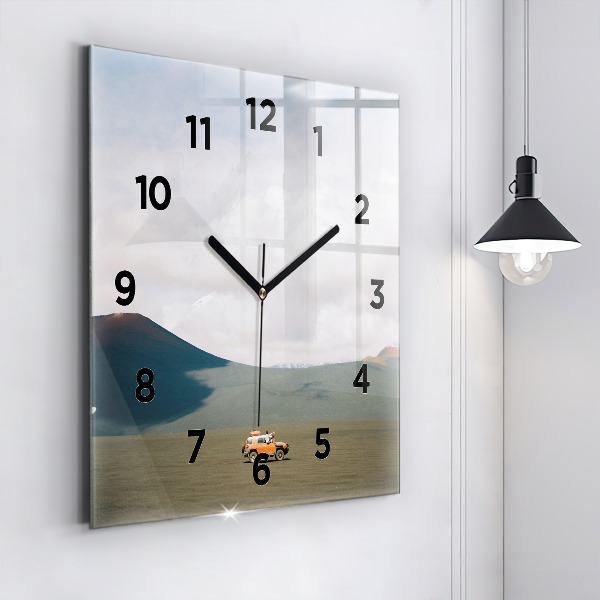 Čtvercové nástěnné hodiny Vozidlo na Kamčatce