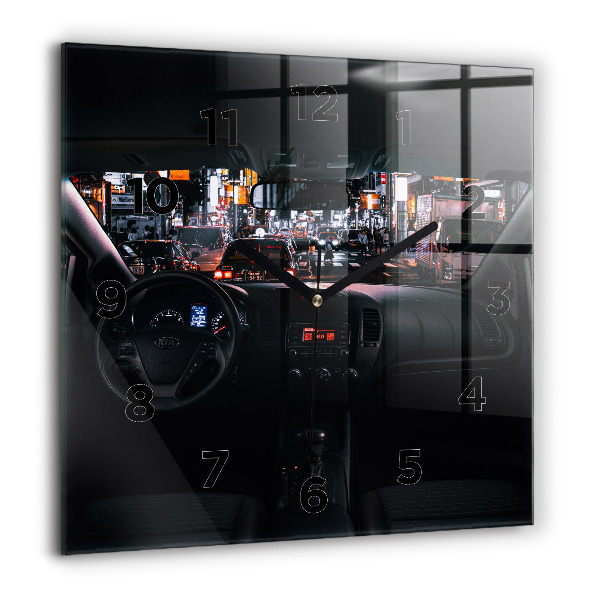 Čtvercové nástěnné hodiny Auto v Tokiu