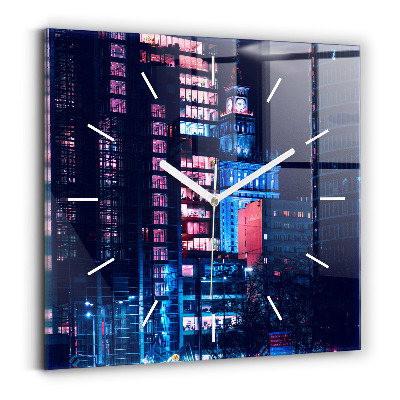 Čtvercové nástěnné hodiny Noční Varšava