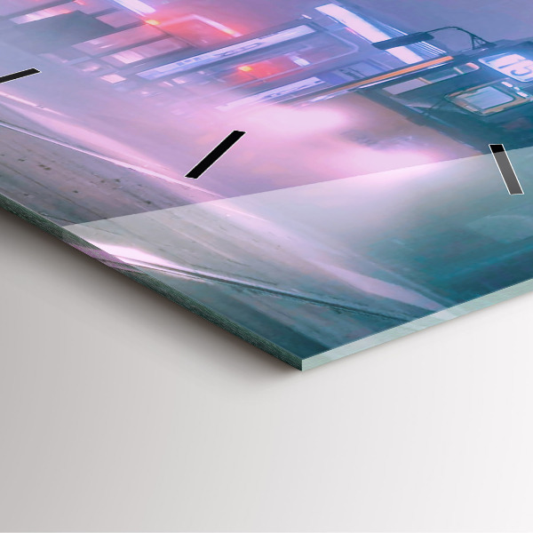 Skleněné hodiny čtvercové Varšava v mlze