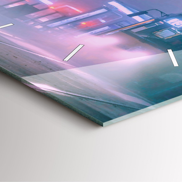 Skleněné hodiny čtvercové Varšava v mlze