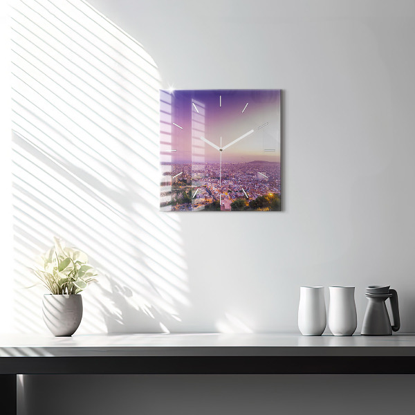 Čtvercové nástěnné hodiny Barcelona Bunkry El Carmel