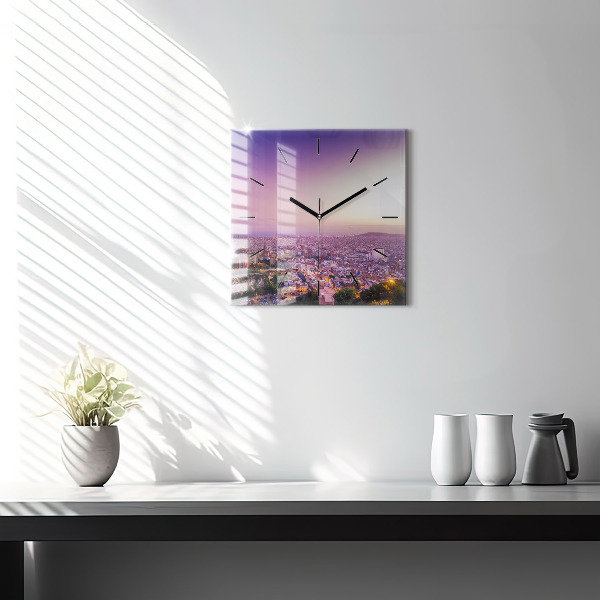 Čtvercové nástěnné hodiny Barcelona Bunkry El Carmel