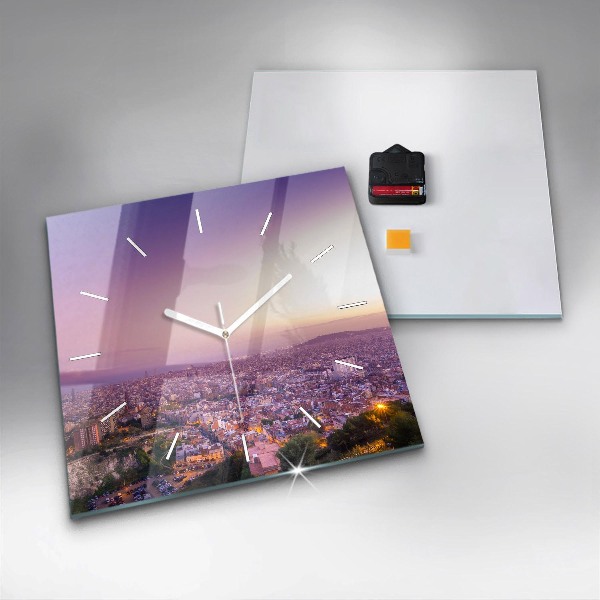 Čtvercové nástěnné hodiny Barcelona Bunkry El Carmel