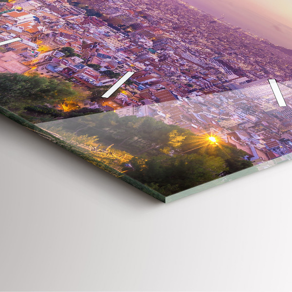 Čtvercové nástěnné hodiny Barcelona Bunkry El Carmel