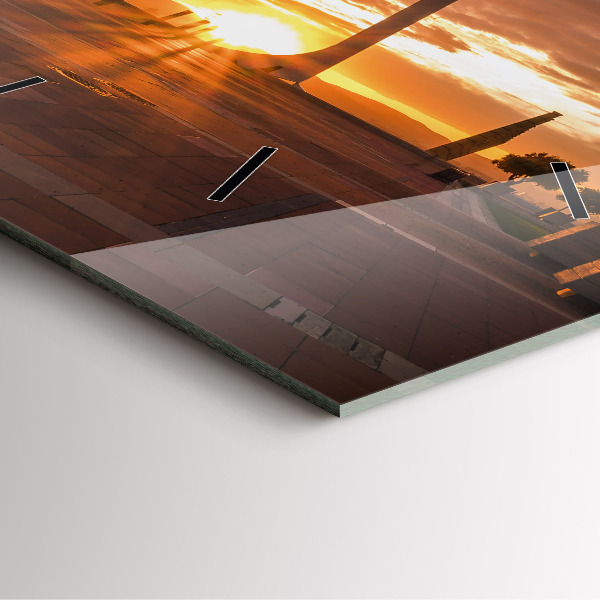 Čtvercové nástěnné hodiny Olympijský park v Barceloně