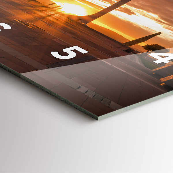 Čtvercové nástěnné hodiny Olympijský park v Barceloně