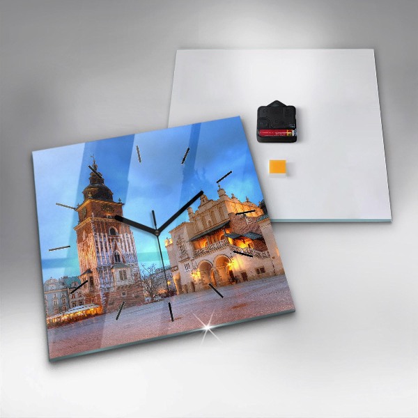 Skleněné hodiny čtvercové Hlavní náměstí v Krakově