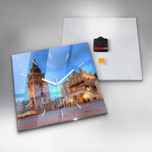 Skleněné hodiny čtvercové Hlavní náměstí v Krakově