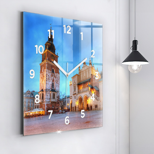 Skleněné hodiny čtvercové Hlavní náměstí v Krakově