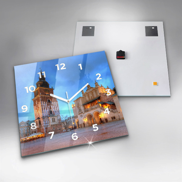 Skleněné hodiny čtvercové Hlavní náměstí v Krakově