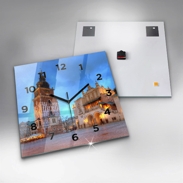 Skleněné hodiny čtvercové Hlavní náměstí v Krakově