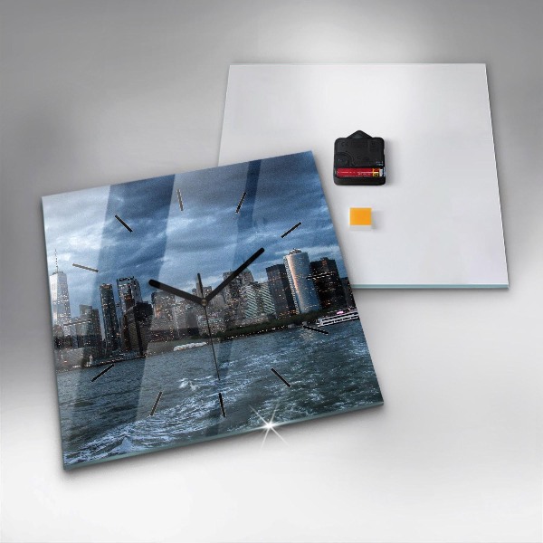 Čtvercové nástěnné hodiny Panorama New Yorku