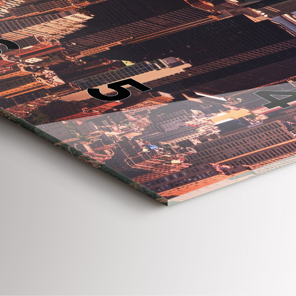 Čtvercové nástěnné hodiny Panorama města na západ