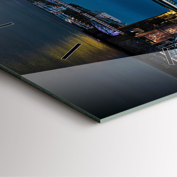 Čtvercové nástěnné hodiny Tower Bridge Londýn v noci