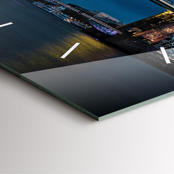 Čtvercové nástěnné hodiny Tower Bridge Londýn v noci