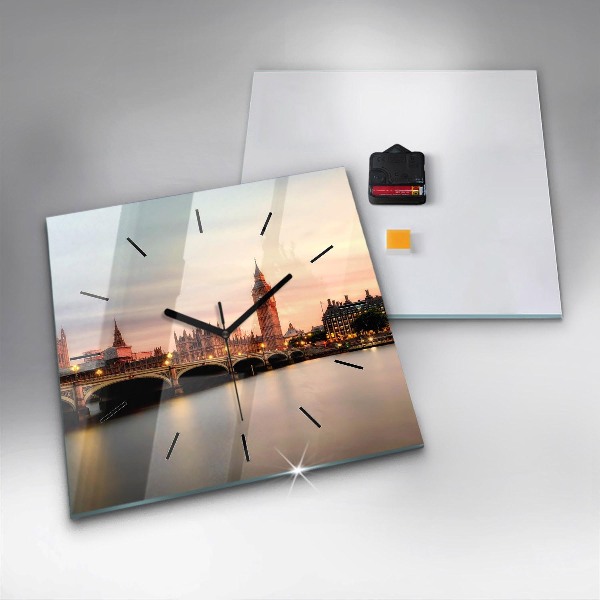 Čtvercové nástěnné hodiny Big Ben londýnské panorama