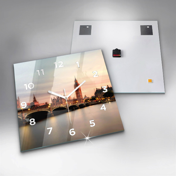 Čtvercové nástěnné hodiny Big Ben londýnské panorama
