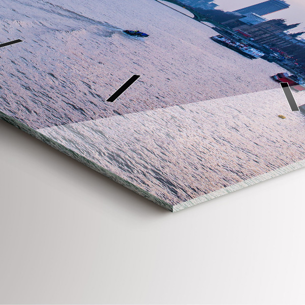 Čtvercové nástěnné hodiny Panorama města London Eye