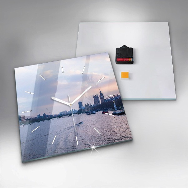 Čtvercové nástěnné hodiny Panorama města London Eye