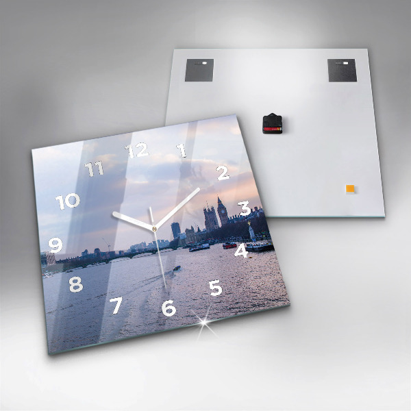 Čtvercové nástěnné hodiny Panorama města London Eye