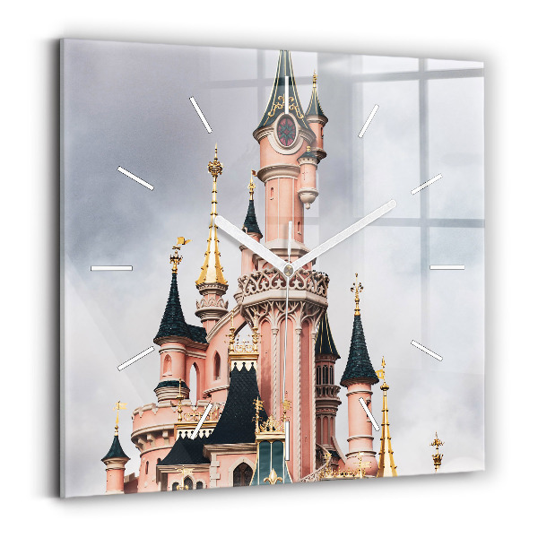 Čtvercové nástěnné hodiny Zámek Disneyland v Paříži