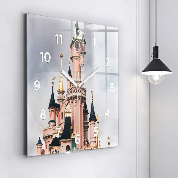 Čtvercové nástěnné hodiny Zámek Disneyland v Paříži