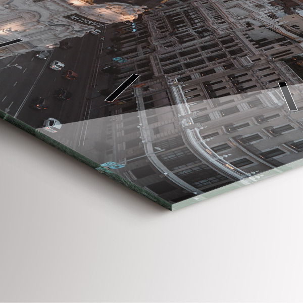 Čtvercové nástěnné hodiny Města při západu slunce