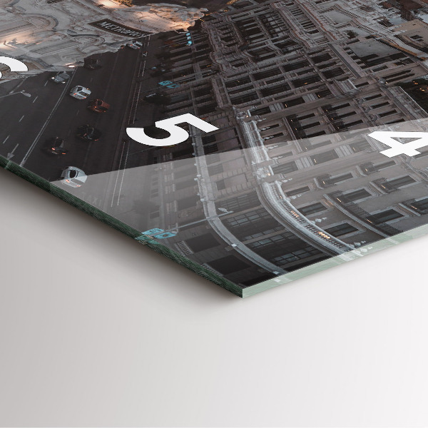 Čtvercové nástěnné hodiny Města při západu slunce