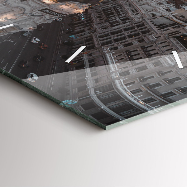 Čtvercové nástěnné hodiny Města při západu slunce