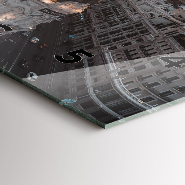 Čtvercové nástěnné hodiny Města při západu slunce