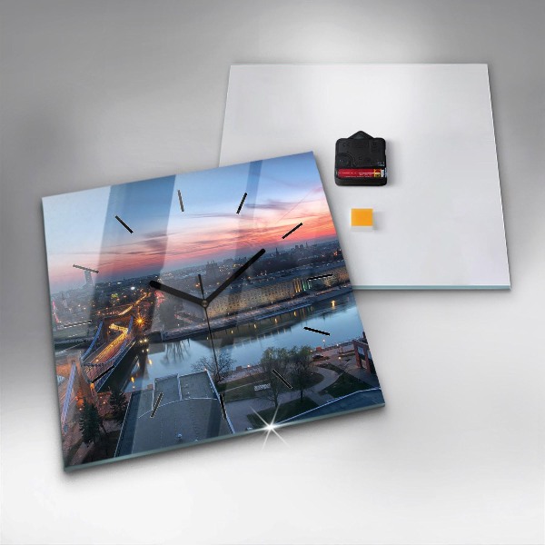 Skleněné hodiny čtvercové Vratislav z dronu