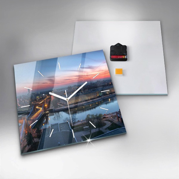 Skleněné hodiny čtvercové Vratislav z dronu