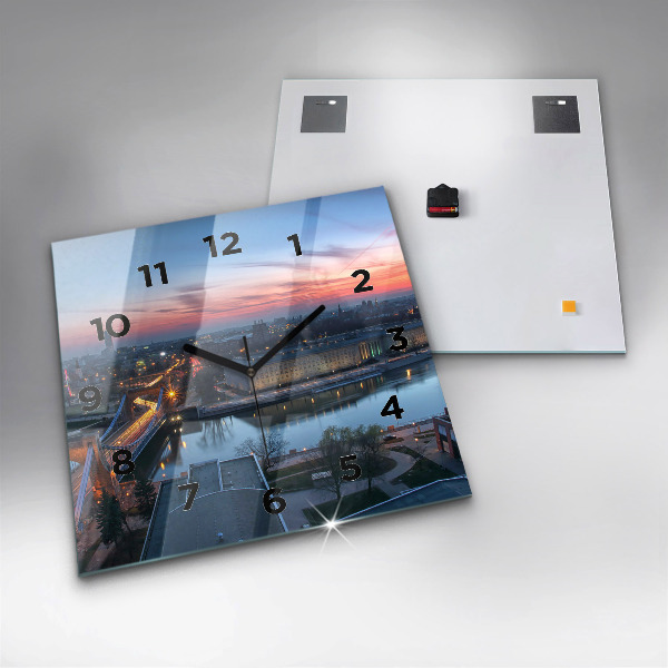 Skleněné hodiny čtvercové Vratislav z dronu